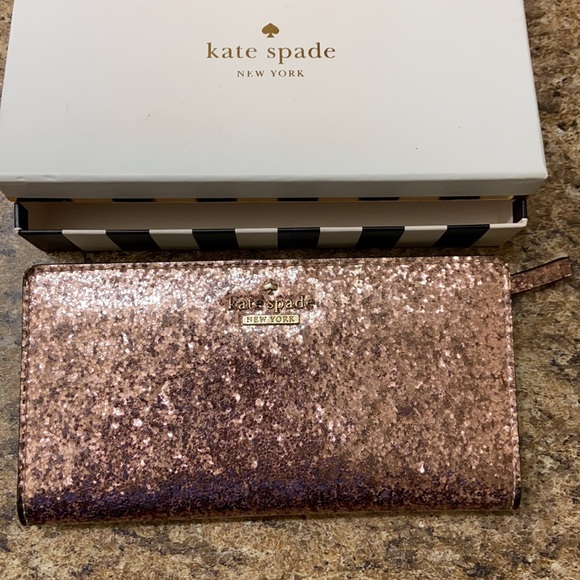 kate spade Handbags - 🎉Sale! Kate Spade Rose Gold Glitter Bifold Wallet ✨🎉